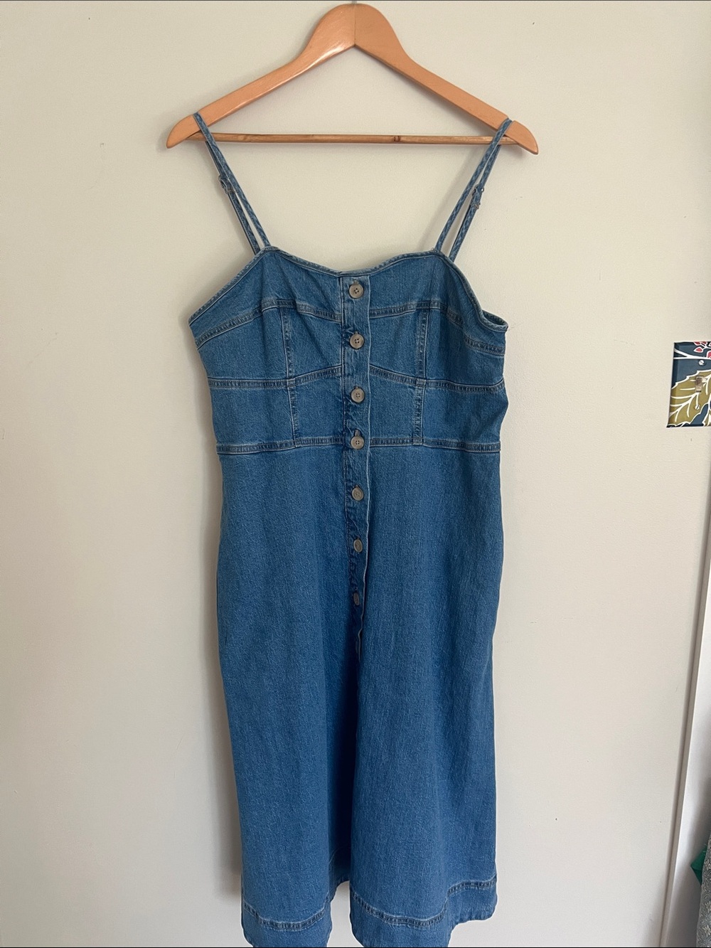 Universal Thread Blue Button-Front Denim Midi Dress